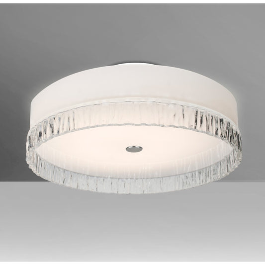 Besa Lighting Paco 19in 4-Light LED Flush Mount | Modern Clear Glass and White | Living Room & Bedroom | 19 x 19 x 6 in | Model PACO19CLC-LED