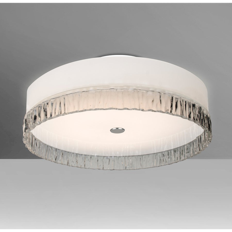 Besa Lighting Paco 19 4-Light LED Flush Mount | Modern Gray and Smoke Glass | Hallway & Bedroom Ceiling Light | 19 x 19 x 6 in | Model PACO19SMC-LED