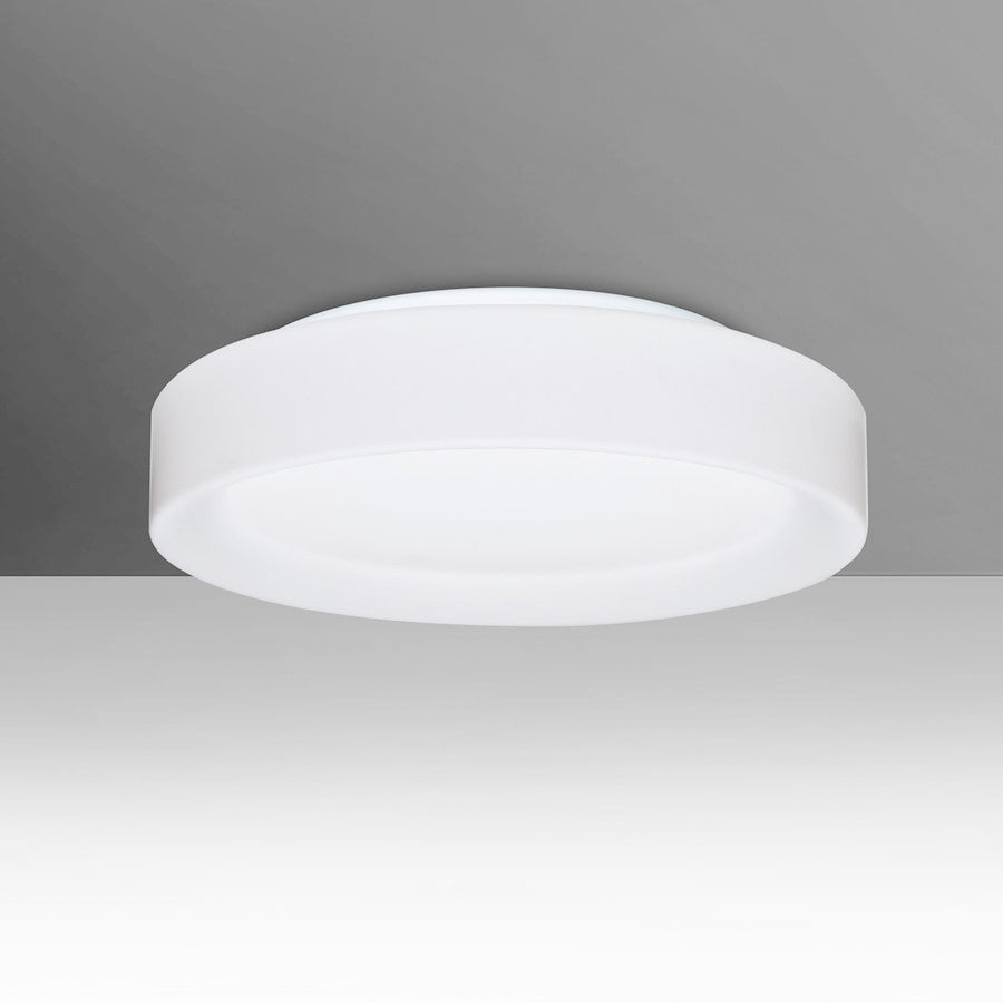 Besa Lighting Pella 13 1-Light LED Flush Mount | Contemporary White Opal Glass | Kitchen & Bathroom Ceiling Light | Model PELLA1307C-LED