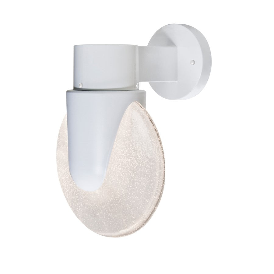 Besa Lighting Prada 9in 1-Light LED Outdoor Sconce | Contemporary White and White Glass | Covered Patio & Entryway | Model PRADAWH-WALL-LED-WH