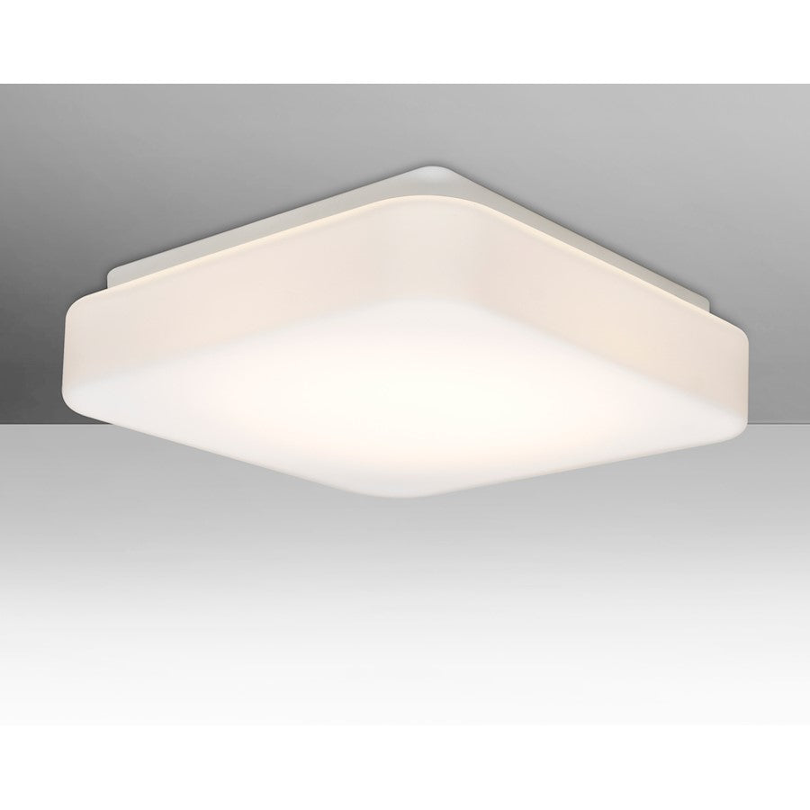 Besa Lighting Primo 14 1-Light LED Flush Mount | Contemporary White Opal Glass | Hallway & Bedroom Ceiling Light | Model PRIMO14C-LED