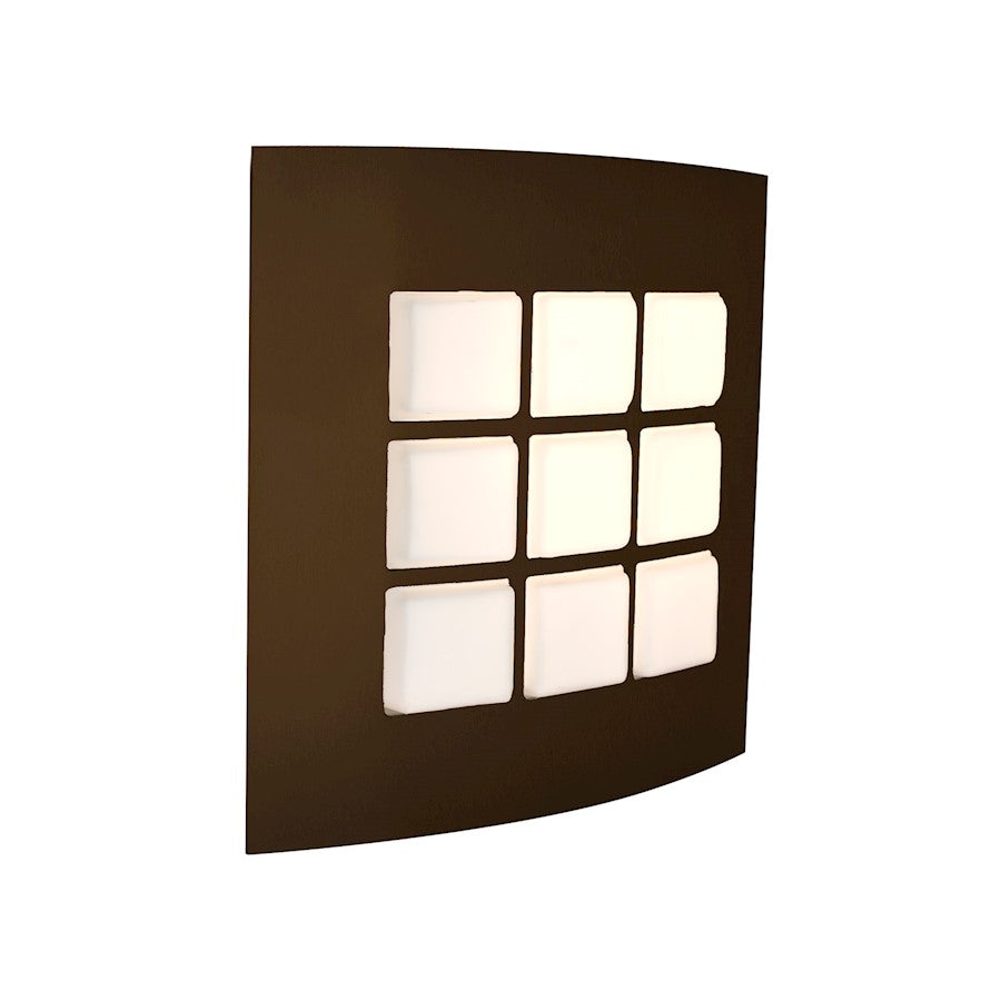 Besa Quad 10in 1-Light LED Wall Sconce | Contemporary Bronze and White Glass | Outdoor & Indoor | 10 x 2.75 x 10 in | Model QUAD10-LED-BR