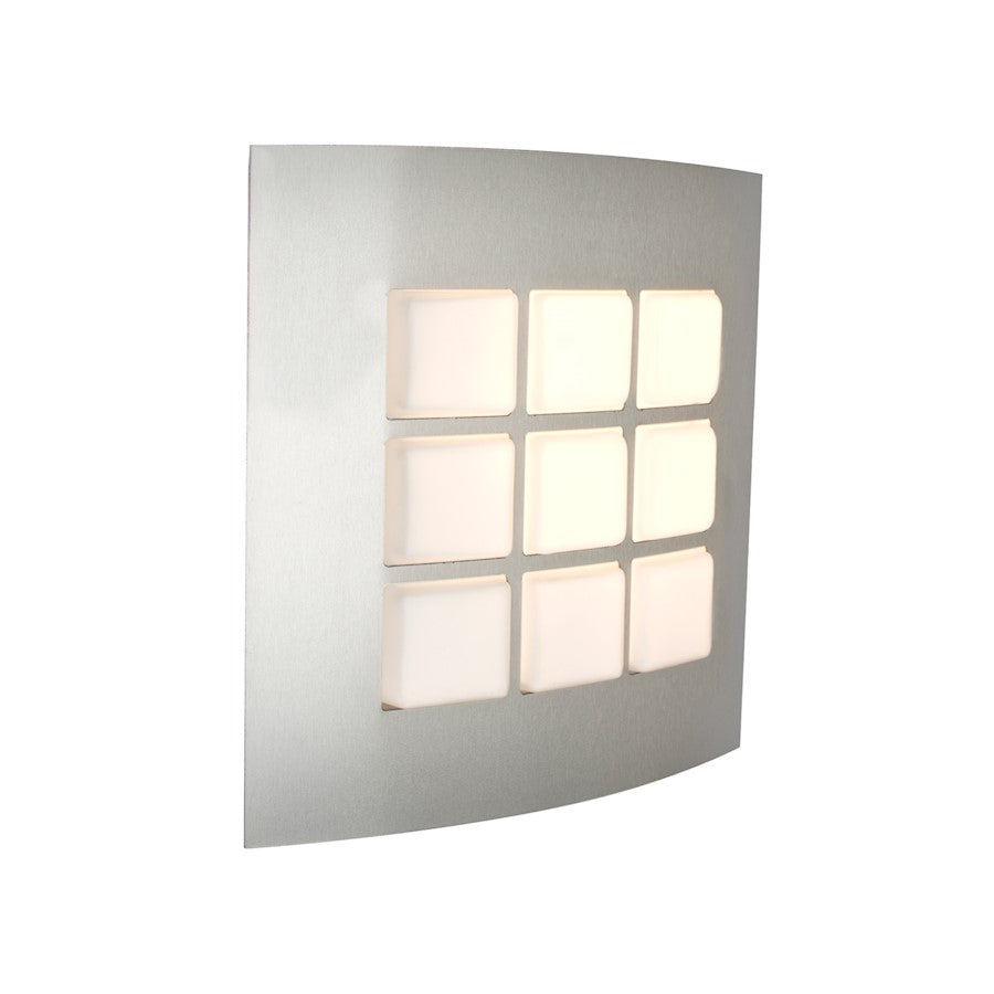 Besa Quad 10in 1-Light LED Wall Sconce | Contemporary Silver and White Glass | Outdoor & Indoor | 10 x 2.75 x 10 in | Model QUAD10-LED-SL