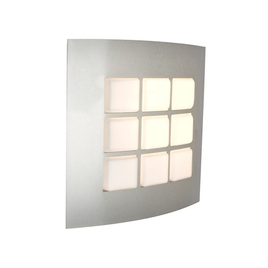 Besa Quad 10in 1-Light LED Wall Sconce | Contemporary Silver and White Glass | Outdoor & Indoor | 10 x 2.75 x 10 in | Model QUAD10-LED-SL