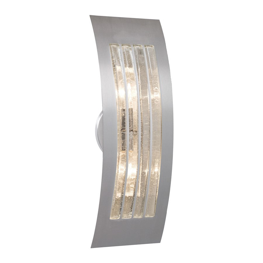 Besa Lighting Sail 17in 2-Light Outdoor Sconce | Contemporary Silver and Clear Glass | Covered Patio & Entryway | Model SAIL17BB-SL
