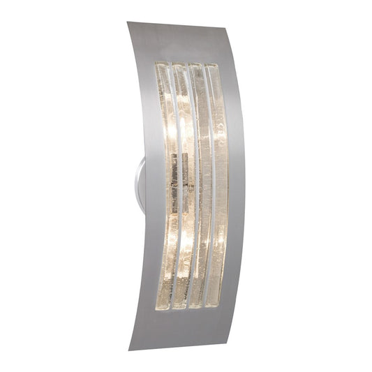 Besa Lighting Sail 17in 2-Light Outdoor Sconce | Contemporary Silver and Clear Glass | Covered Patio & Entryway | Model SAIL17BB-SL