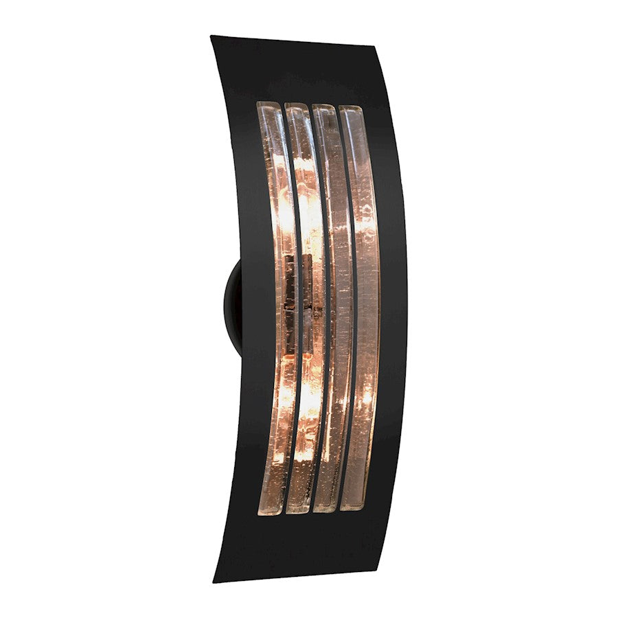 Besa Lighting Sail 17in 2-Light Outdoor Sconce | Contemporary Black and Gray Glass | Covered Patio & Entryway | 4 x 6.25 x 17.5 in | Model SAIL17SM-BK