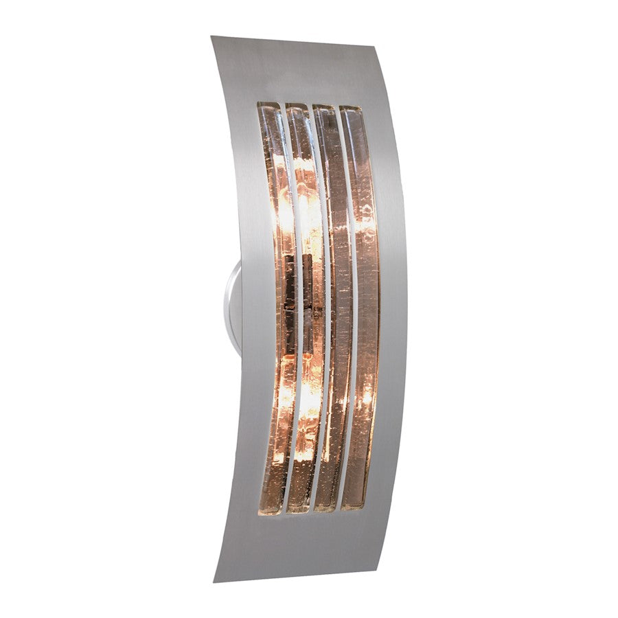 Besa Lighting Sail 17in 2-Light Outdoor Sconce | Contemporary Silver and Gray Glass | Covered Patio & Entryway | Model SAIL17SM-SL
