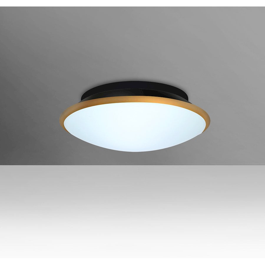 Besa Lighting Silk 10in 1-Light LED Flush Mount | Contemporary White and Gold Glass | Hallway & Bedroom Ceiling Light | Model SILK10GDC-LED