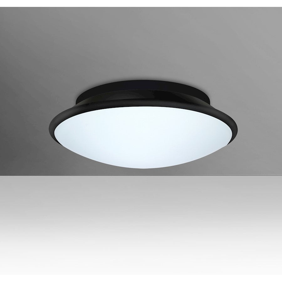 Besa Lighting Silk 12in 2-Light Flush Mount | Contemporary Matte Black and White Glass | Hallway & Bedroom Ceiling Light | Model SILK12BKC