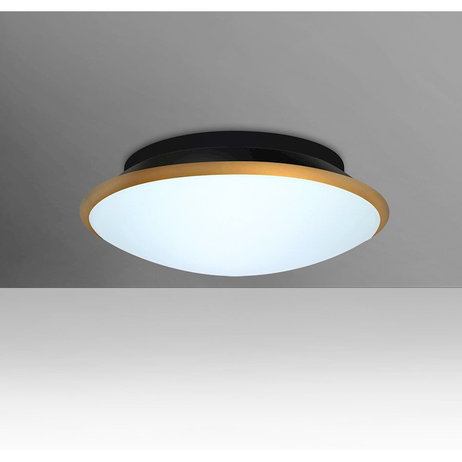 Besa Lighting Silk 12in 2-Light Flush Mount | Contemporary White Opal Glass and Gold | Kitchen & Bathroom Ceiling Light | Model SILK12GDC