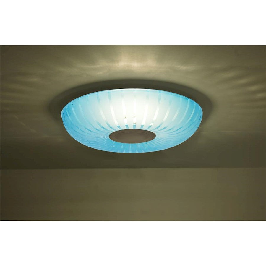 Besa Spira 10 10in 1-Light LED Flush Mount | Contemporary Satin Nickel and Blue Glass | Hallway & Bedroom Ceiling Light | Model SPIRA10BLC-LED-SN