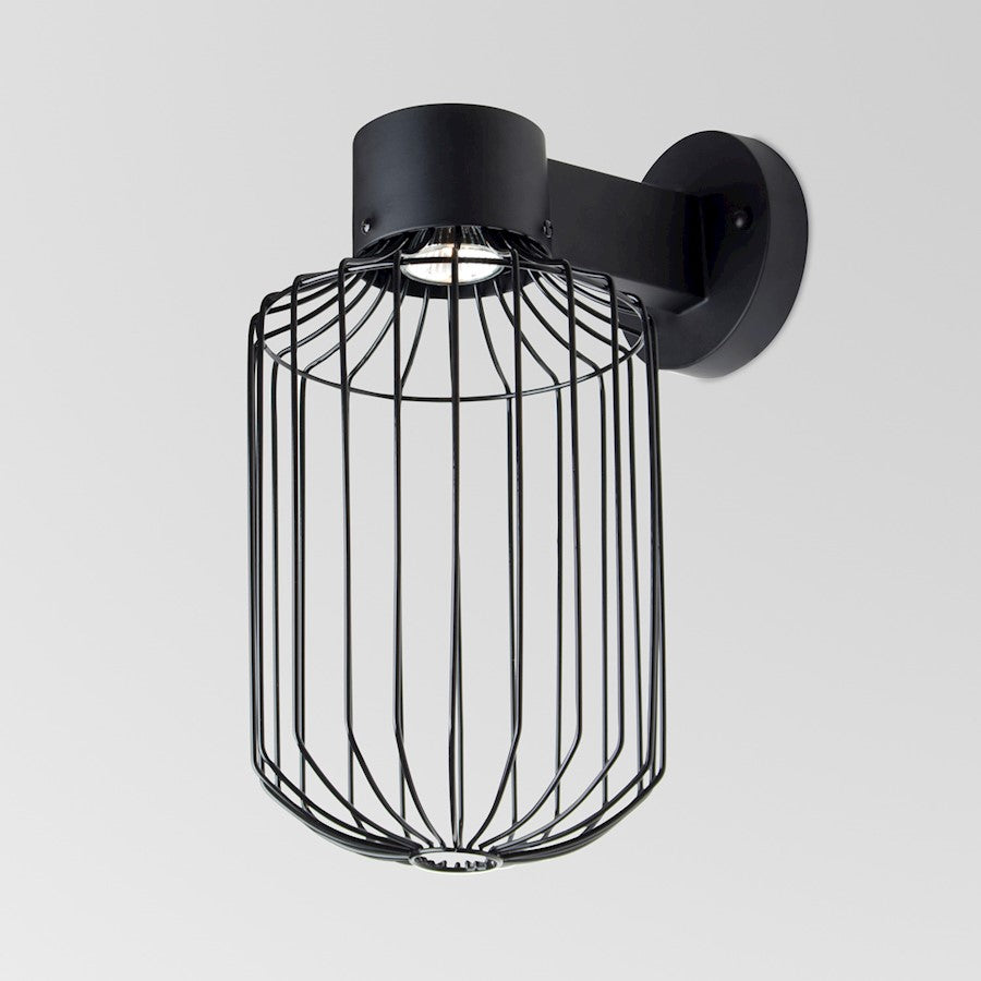 Besa Lighting Sultana 15in 1-Light LED Outdoor Cylinder Sconce | Rustic Black and Black Metal | Covered Patio | Model SULTANA-C-WALL-LED-BK