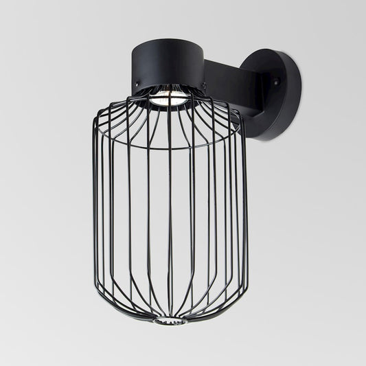 Besa Lighting Sultana 15in 1-Light LED Outdoor Cylinder Sconce | Rustic Black and Black Metal | Covered Patio | Model SULTANA-C-WALL-LED-BK