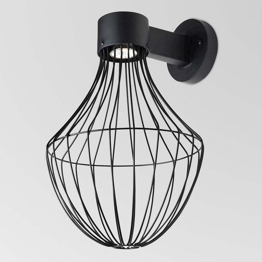 Besa Lighting Sultana 12in 1-Light Outdoor Flare Sconce | Rustic Black Metal | Kitchen Island & Entryway | Model SULTANA-F-WALL-LED-BK