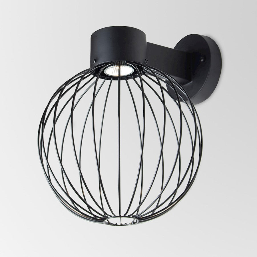 Besa Lighting Sultana 12in 1-Light Outdoor Globe Sconce | Rustic Black Metal | Kitchen Island & Entryway | Model SULTANA-G-WALL-LED-BK