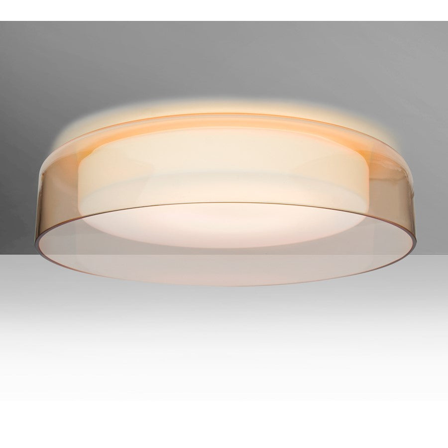 Besa Lighting Tango 15 15in 1-Light LED Flush Mount | Contemporary White and Cognac Glass | Kitchen Island & Dining Room | Model TANGO15CGC-LED