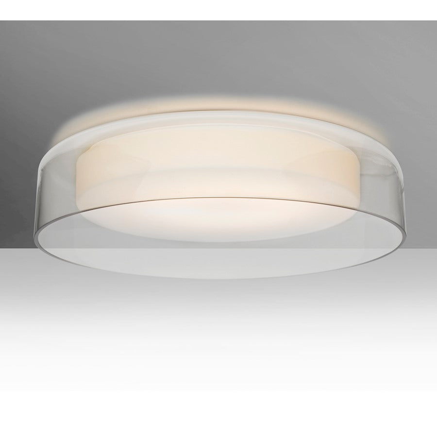 Besa Lighting Tango 15 15in 1-Light LED Flush Mount | Contemporary White and Clear Glass | Kitchen Island & Dining Room | Model TANGO15CLC-LED