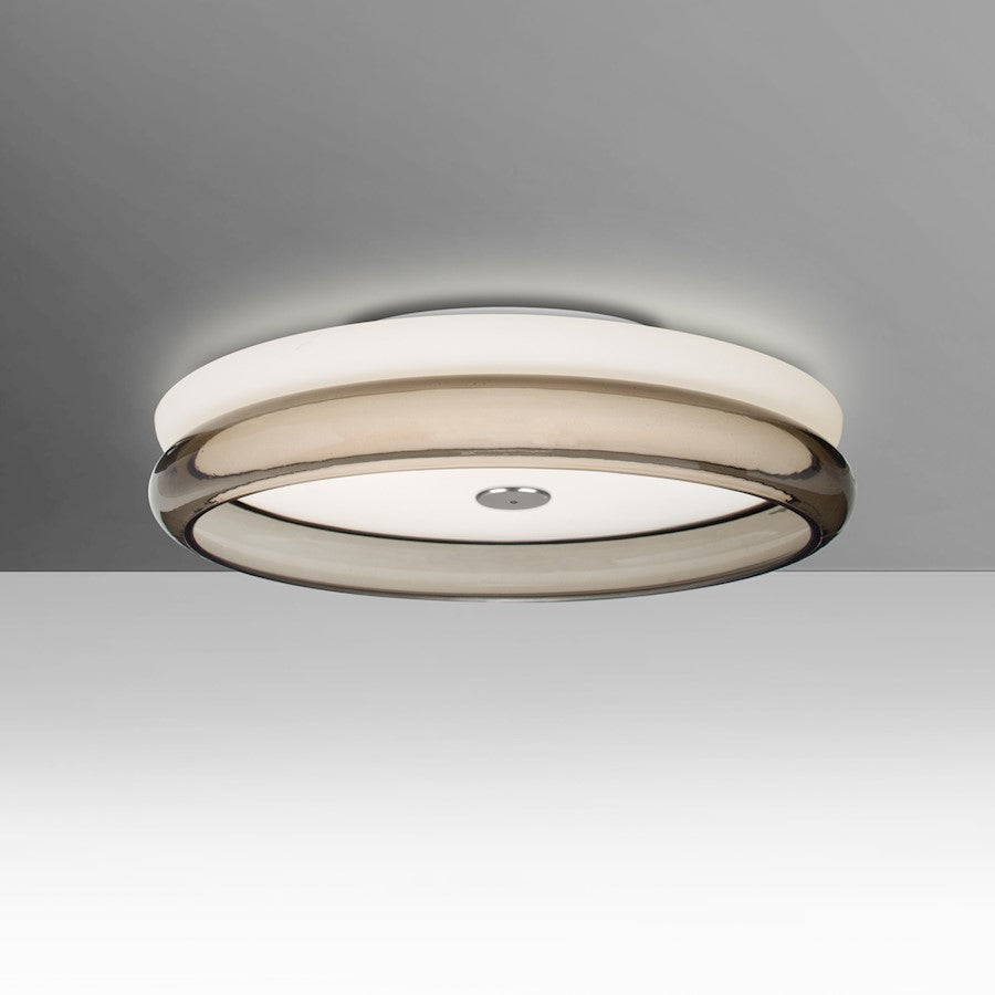 Besa Lighting Topper 12 1-Light LED Flush Mount | Modern Gray Smoke Glass | Hallway & Bedroom Ceiling Light | 12 x 12 x 3 in | Model TOPPER12SMC-LED