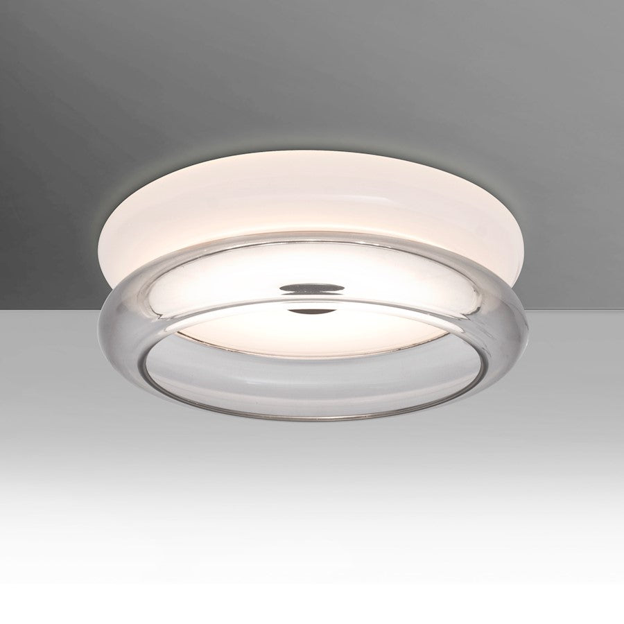 Besa Lighting Topper 8 1-Light LED Flush Mount | Modern Clear Glass | Hallway & Bedroom Ceiling Light | 8 x 8 x 3 in | Model TOPPER8CLC-LED