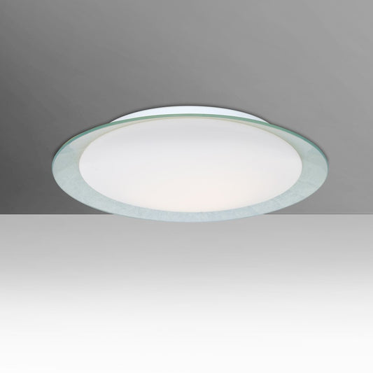 Besa Tuca 15in 1-Light LED Flush Mount | Modern Silver Foil and Opal Glass | Bedroom & Hallway | 15.5 x 15.5 x 3.25 in | Model TUCA15SFC-LED
