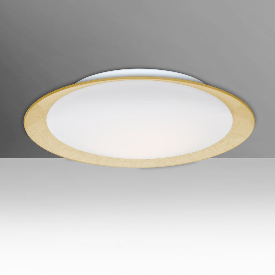 Besa Tuca 19in 1-Light LED Flush Mount | Modern Gold Foil and Opal Glass | Living Room & Bedroom | 19.25 x 19.25 x 3.5 in | Model TUCA19GFC-LED