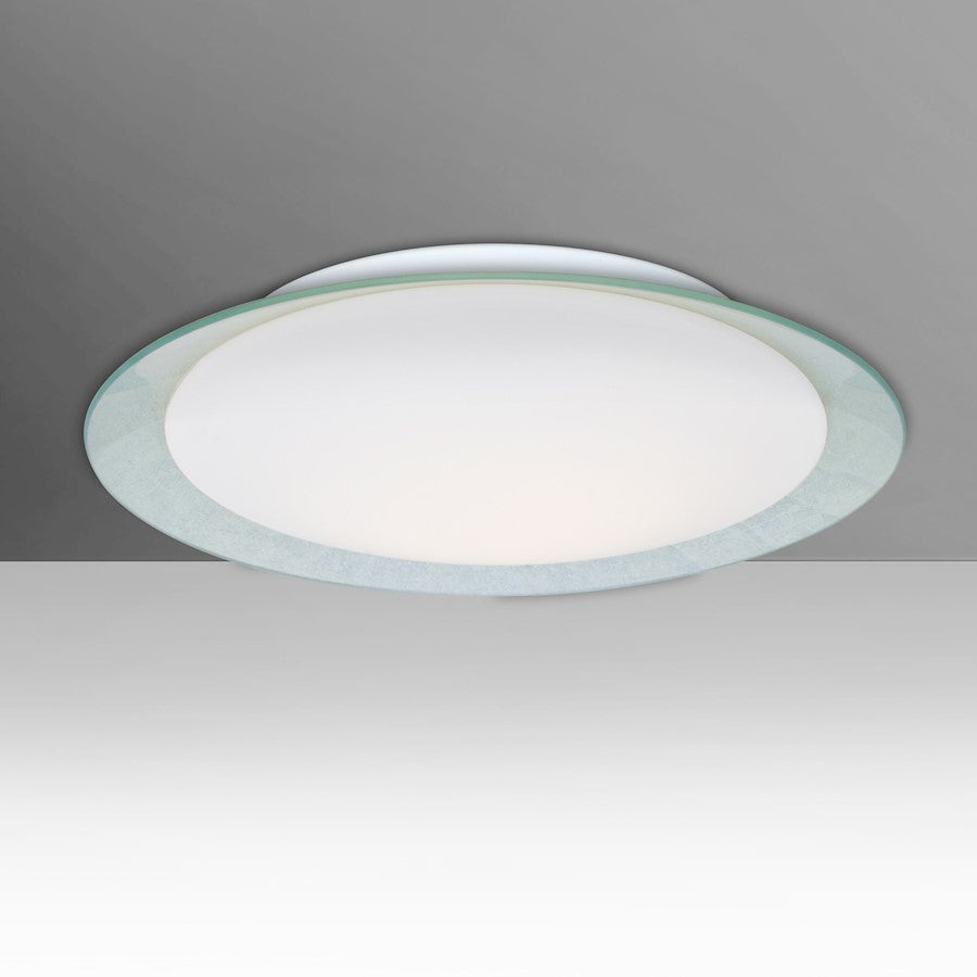 Besa Lighting Tuca 19in 1-Light LED Flush Mount | Modern Silver and Opal Glass | Bedroom & Hallway | 19.25 x 19.25 x 3.5 in | Model TUCA19SFC-LED
