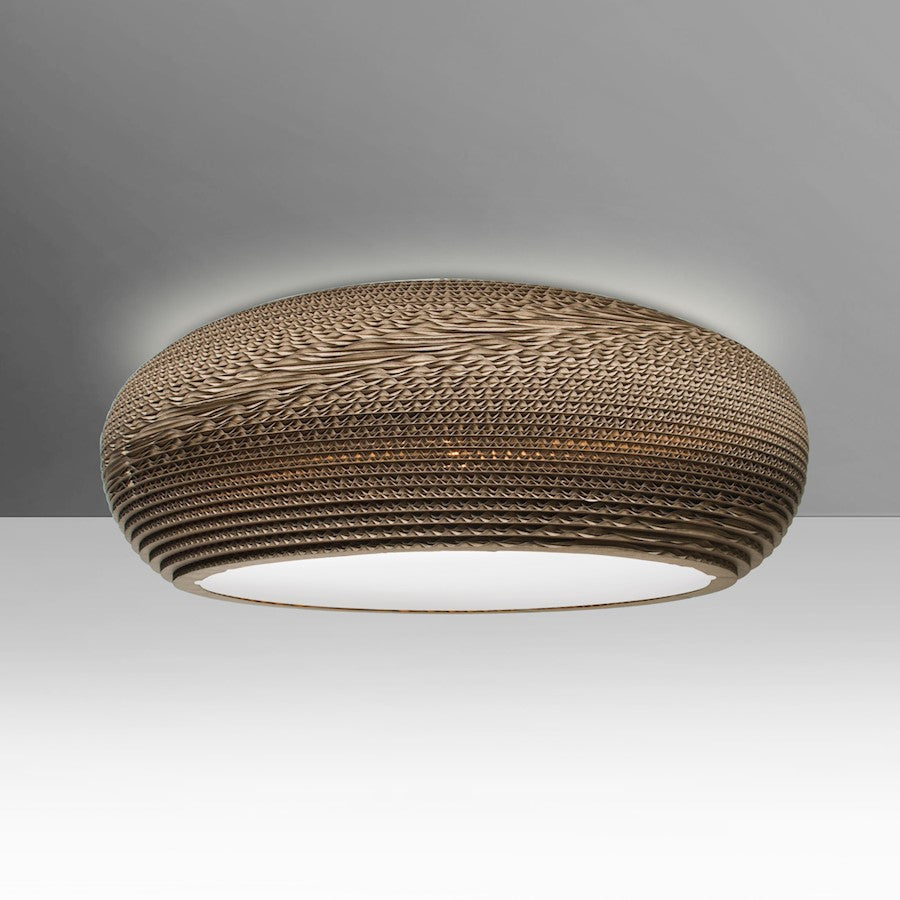 Besa Lighting Venus 18in 1-Light LED Flush Mount | Industrial Satin Nickel and Beige Cardboard | Living Room & Bedroom | Model VENUSC-LED-SN