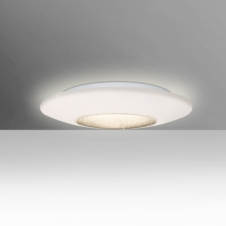 Besa Lighting Viva 13in 1-Light LED Flush Mount | Contemporary Clear and Opal Glass | Kitchen & Bathroom | 13 x 13 x 4 in | Model VIVA13C-LED