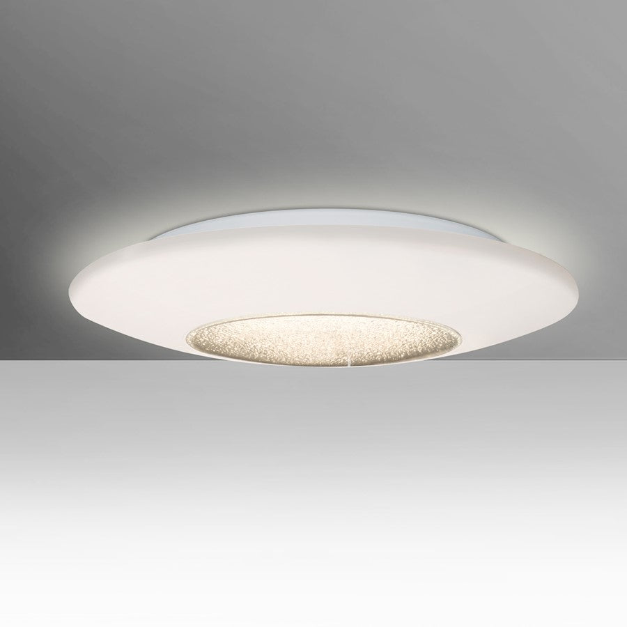 Besa Lighting Viva 16in 1-Light LED Flush Mount | Contemporary Clear Glass and Opal Accent | Bedroom & Hallway | 16 x 16 x 4.5 in | Model VIVA16C-LED