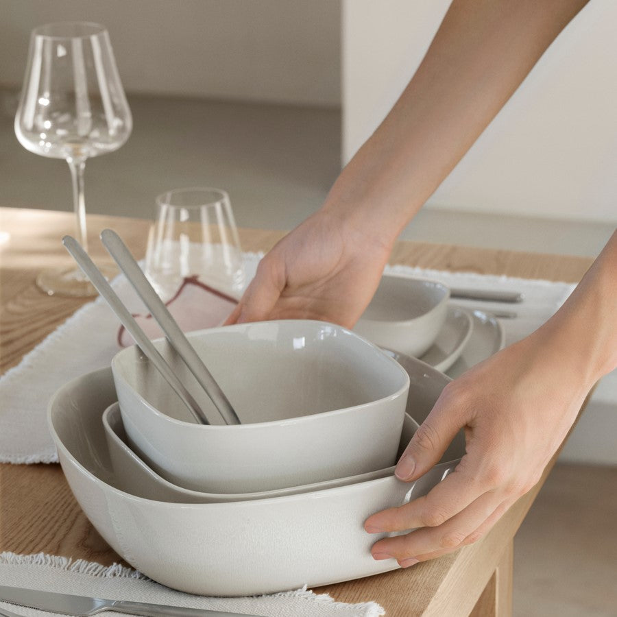 Blomus Vahlo Stoneware Shallow Serving Bowl, Medium, Mirage Grey