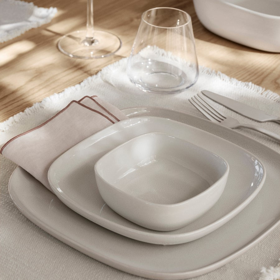 Blomus Vahlo Stoneware Shallow Bowl, Moonbeam