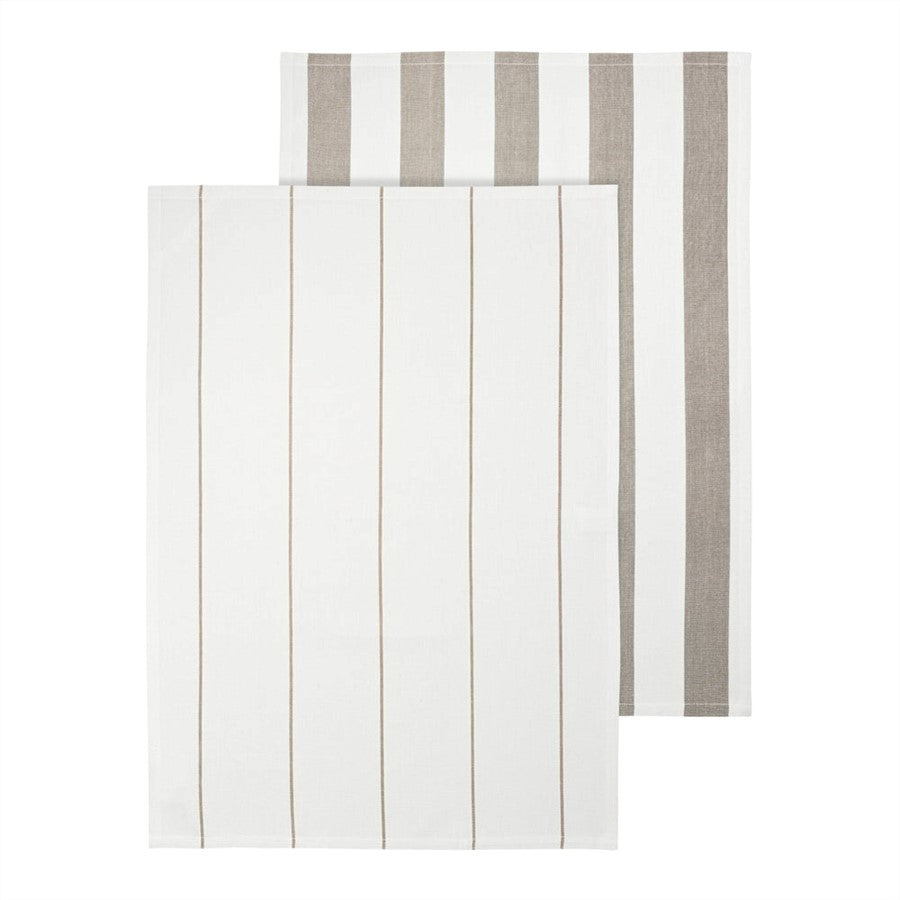Blomus Taulo Organic Cotton Tea Towels/Set Of 2, Mourning Dove Stripes - 64872