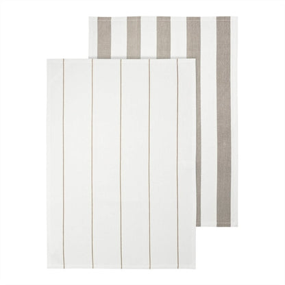 Blomus Taulo Organic Cotton Tea Towels/Set Of 2, Mourning Dove Stripes - 64872