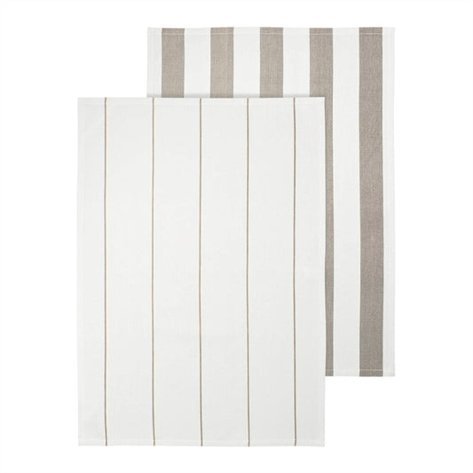 Blomus Taulo Organic Cotton Tea Towels/Set Of 2, Mourning Dove Stripes - 64872