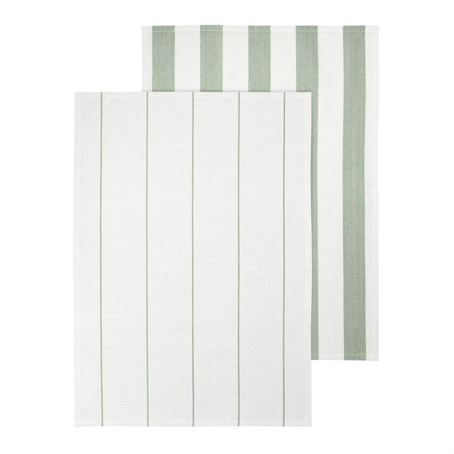 Blomus Taulo Organic Cotton Tea Towels/Set Of 2, Desert Sage Stripes - 64874