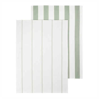 Blomus Taulo Organic Cotton Tea Towels/Set Of 2, Desert Sage Stripes - 64874