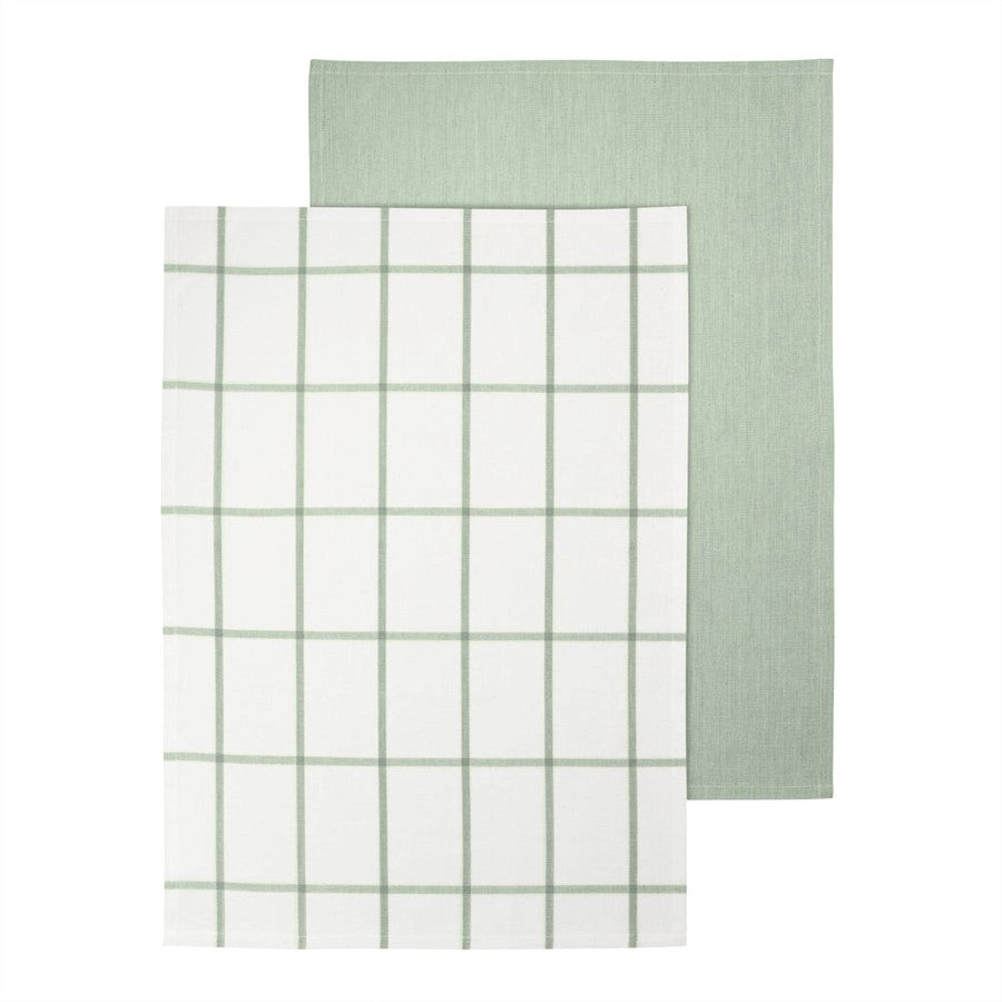 Blomus Taulo Organic Cotton Tea Towels/Set Of 2, Desert Sage Grid - 64875