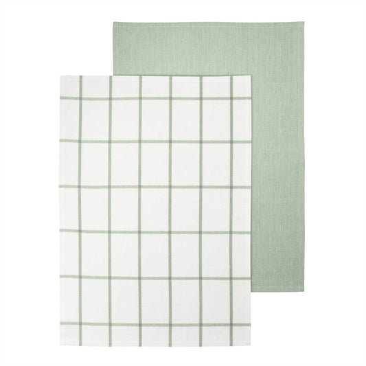 Blomus Taulo Organic Cotton Tea Towels/Set Of 2, Desert Sage Grid - 64875