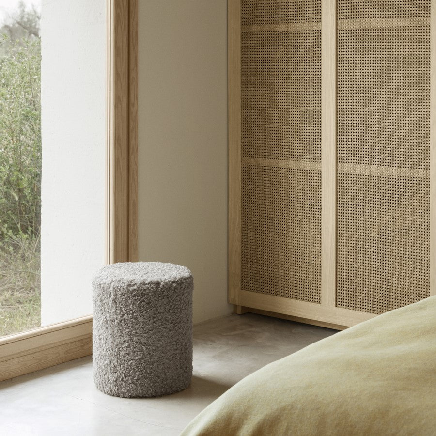 Blomus Teddy Upholstered Pouf, Moonbeam/Beige