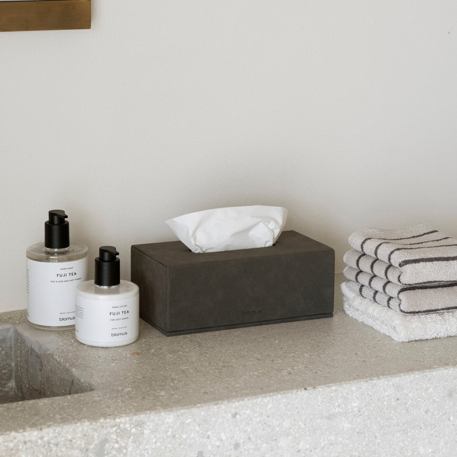 Blomus Sahla Faux Suede Tissue Box, Nomad/Light Tan