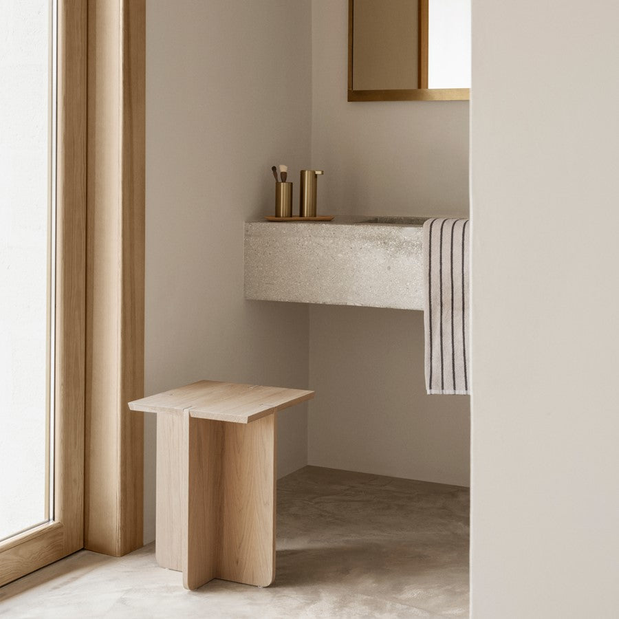 Blomus Engawa White Oiled Natural Oak Stool