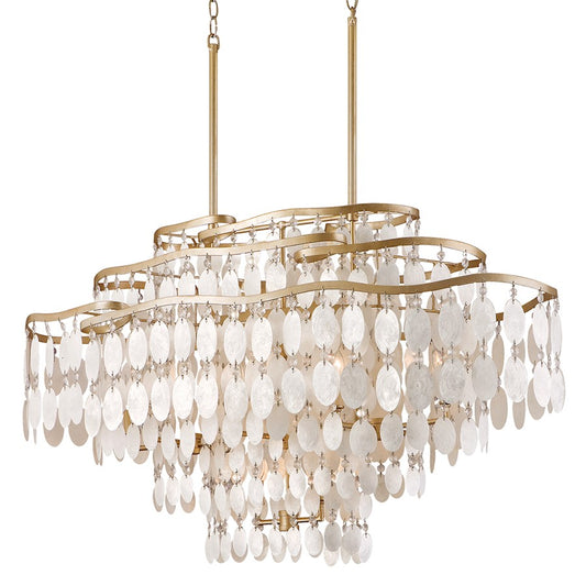 Corbett Lighting Dolce 12Lt Linear Chandelier, Champagne Leaf - 109-512-CPL