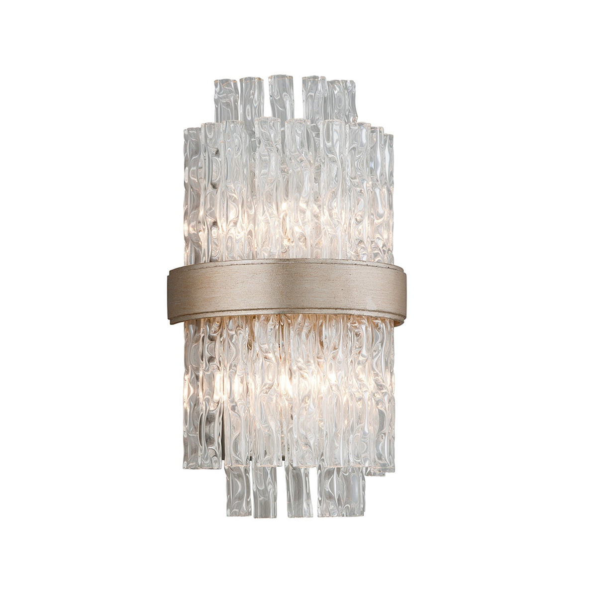 Corbett Lighting Chime 14in 2-Light Wall Sconce | Modern Silver Leaf and Stainless Steel | Bedroom & Hallway Accent Light | Model 204-12-SL-SS