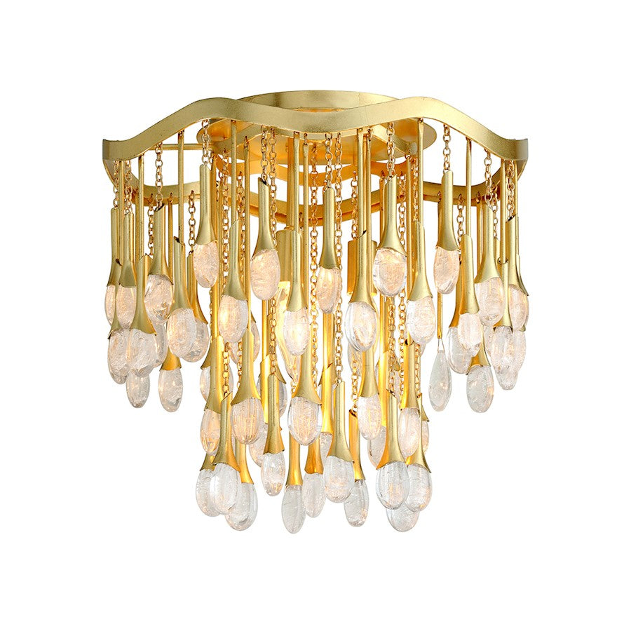 Corbett Lighting Kiara 3 Light Semi Flush, Gold Leaf/Clear - 286-33-GL