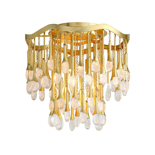 Corbett Lighting Kiara 3 Light Semi Flush, Gold Leaf/Clear - 286-33-GL