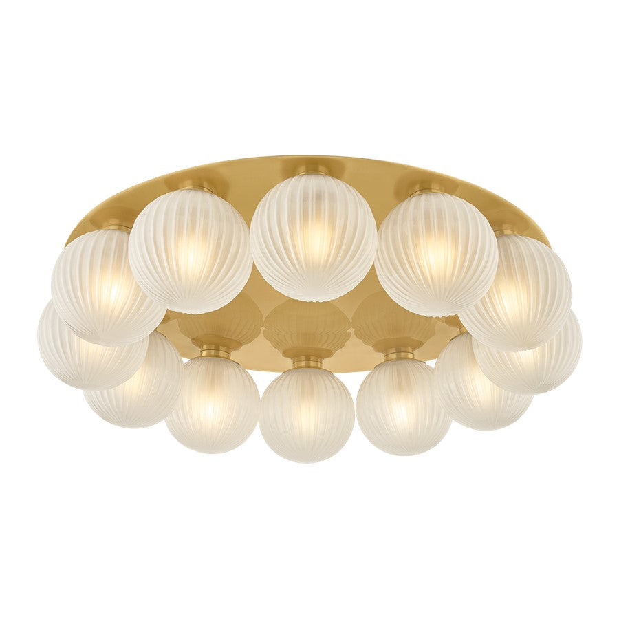 Corbett Lighting Vernazza 12Lt Flush Mount, Brass/Clear Etched - 536-32-VPB
