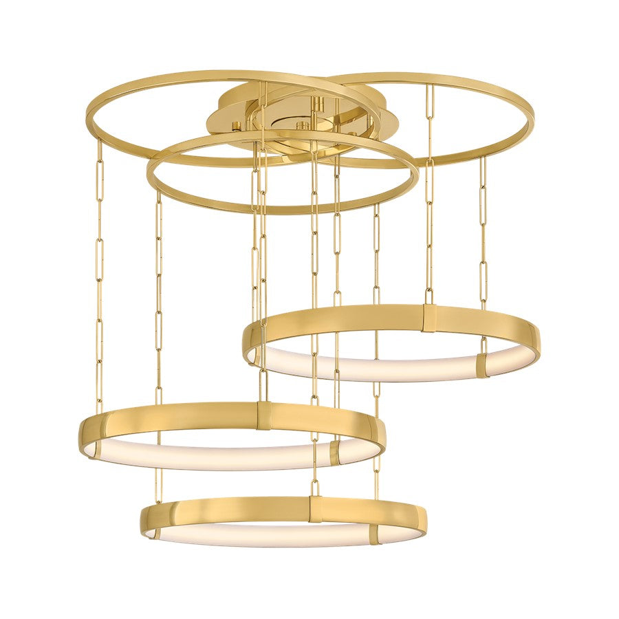 Corbett Lighting Chiasso 3Lt 38" Chandelier, Polished Brass/White - 537-38-VPB
