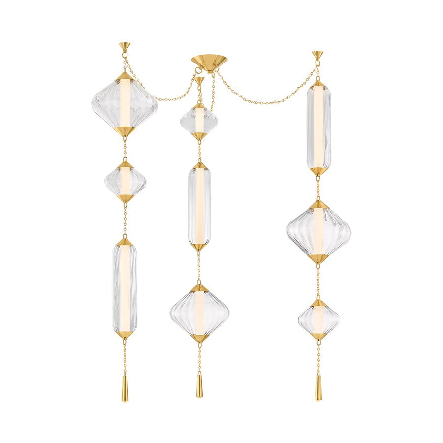 Corbett Lighting Fiorello 9Lt Chandelier, Brass/Clear Optic - 545-56-VPB