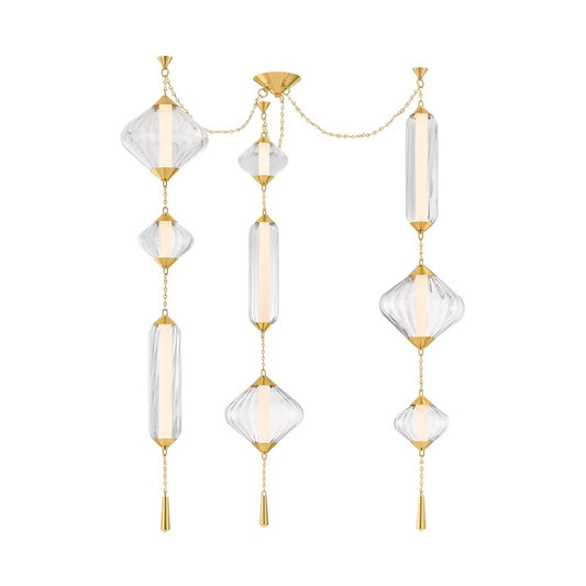 Corbett Lighting Fiorello 9Lt Chandelier, Brass/Clear Optic - 545-56-VPB